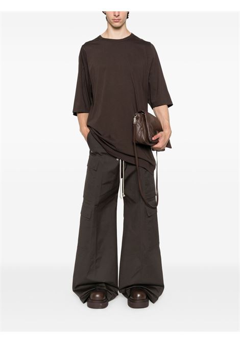 T-shirt a maniche corte con scollo rotondo in marrone Rick owens - uomo RICK OWENS | RU02E1274JA78